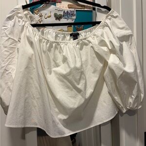 Forever 21 Cream Off-Shoulder Blouse